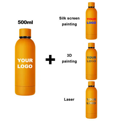 Pintura de goma táctil de doble pared Flasca de vacío Tumbler 500ml Botellas de agua de acero inoxidable