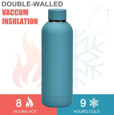 Pintura de goma táctil de doble pared Flasca de vacío Tumbler 500ml Botellas de agua de acero inoxidable