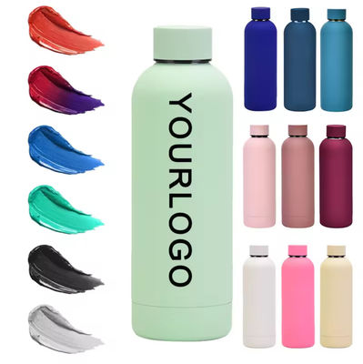 Pintura de goma táctil de doble pared Flasca de vacío Tumbler 500ml Botellas de agua de acero inoxidable